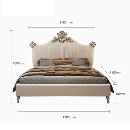 Klassisches europäisches Bett, Doppelbett, King-Size-Bett, Kopfteil, hochwertiges Bett, Twin, kreieren Sie das Hauptschlafzimmer, Cama De Casal, Wohnmöbel