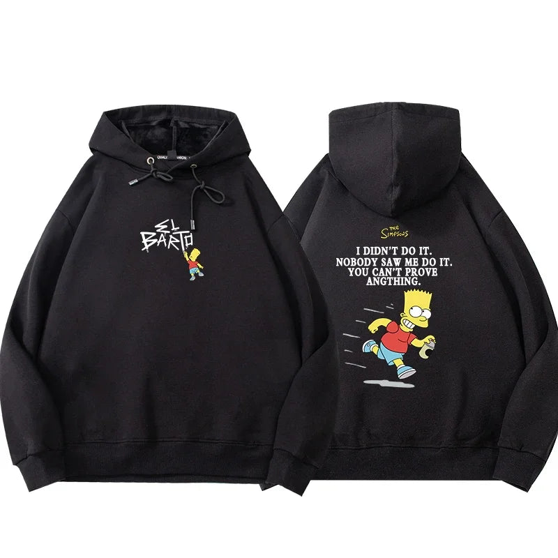 Bart Simpson Pullover 2025, neu, beliebt, The Simpsons Family-Kleidung, mit Kapuze, amerikanisches Nischenpaar, bequemes Design, Anime-Hoodie.