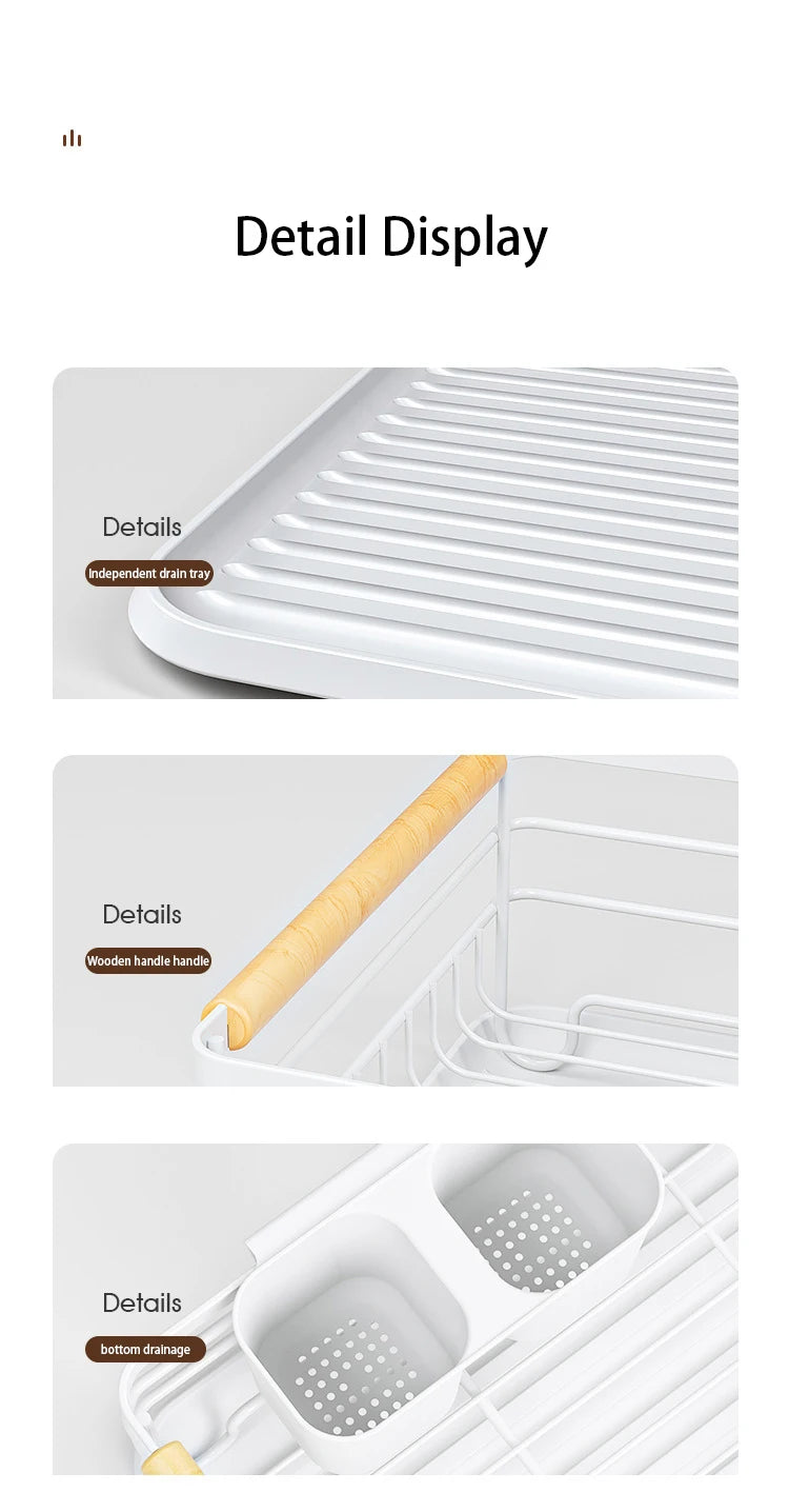 Countertop Kitchen Single-layer Plate Shelf Drain Bowl Rack Multi-functional Tableware Metal Storage Rack.