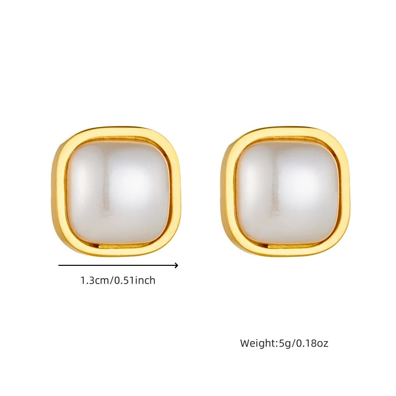 DIEYURO 316L Stainless Steel Love Pearl Round Square Fan Shaped Irregular Design Earrings Women New Trend Ear Jewelry Gift Party.
