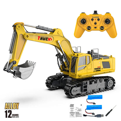 Alloy Rc Excavator Truck Toy Kids Remote Control Engineering Trucks Electric Vehicle Machine Games for Kids Boys Birthday Gifts