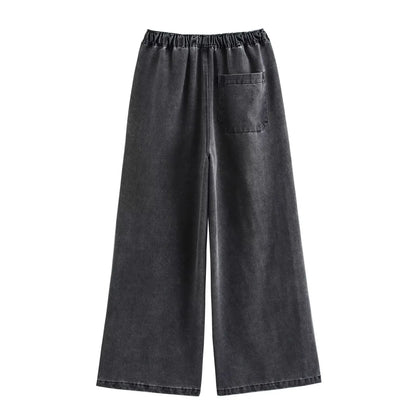 2024 Autumn Jeans Sets Women Turn-down Collar Casual Top Fashion High Waist Streetwear Female Denim Pant Two Piece Set.