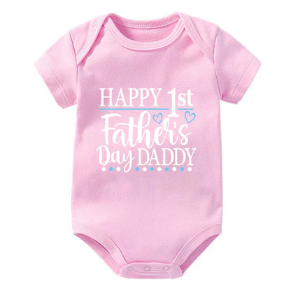Happy 1st Vatertag Papa Druck neugeborenes Baby Jungen Mädchen Stram pler Kleidung Kleinkind Sommer Kurzarm Body Väter Tag Geschenke
