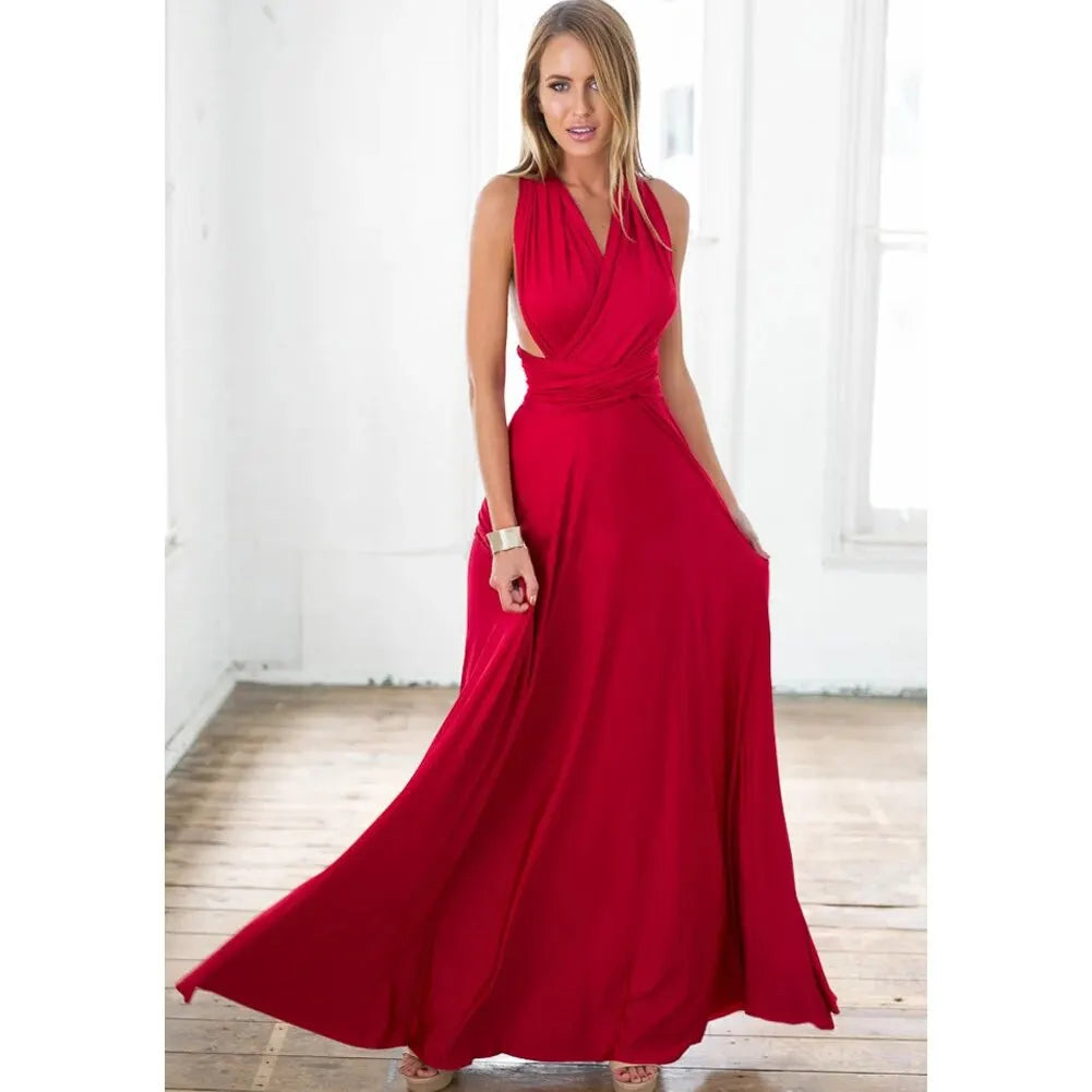 Sexy Frauen Multi way Wrap Cabrio Boho Maxi Club rotes Kleid Verband langes Kleid Party Brautjungfern Unendlichkeit Robe Longue Femme.