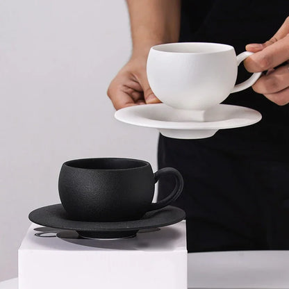 110/280ML Retro Coffee Cup and Saucer Burnt Stone Pattern Ceramic Mug Exquisite Afternoon Tea Cup Water Cups Gift Cup and Saucer.