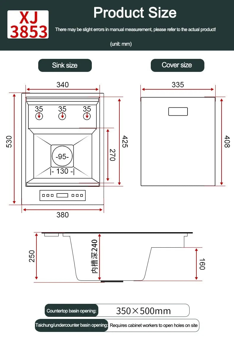 Water Catalyst Cup Cleaning Sink Hidden Single Slot Mini Bar Sink Wash Basin With Cover Plate For Kitchen