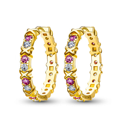 GIGAJEWE Moissanite D Nova Pink Color VVS1 Total 1.92ct 925 Silver Earring 18K Gold Plated Diamond Test Passed Jewelry Girl Gift