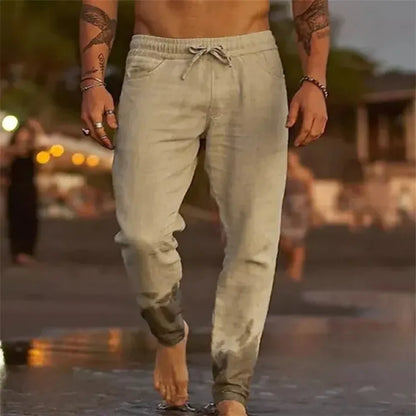 Männer Strand Hosen Jogger Streetwear Baumwolle Leinen Jogginghose Casual Hosen Hawaiian Urlaub Lose Sommer Gerade Hosen Männlich.