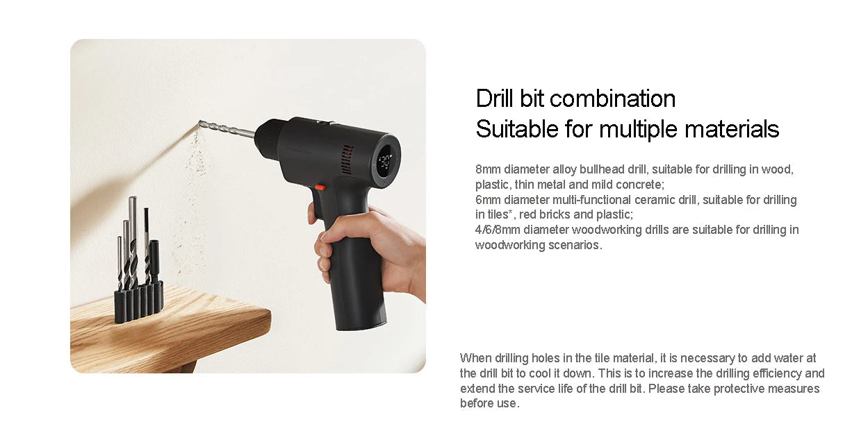 Xiaomi Mijia Bürstenlose elektrische Bohrmaschine 2, Smart Home-Elektrowerkzeug Typ C, wiederaufladbarer multifunktionaler Akku-Bohrschrauber, Schraubendreher CN