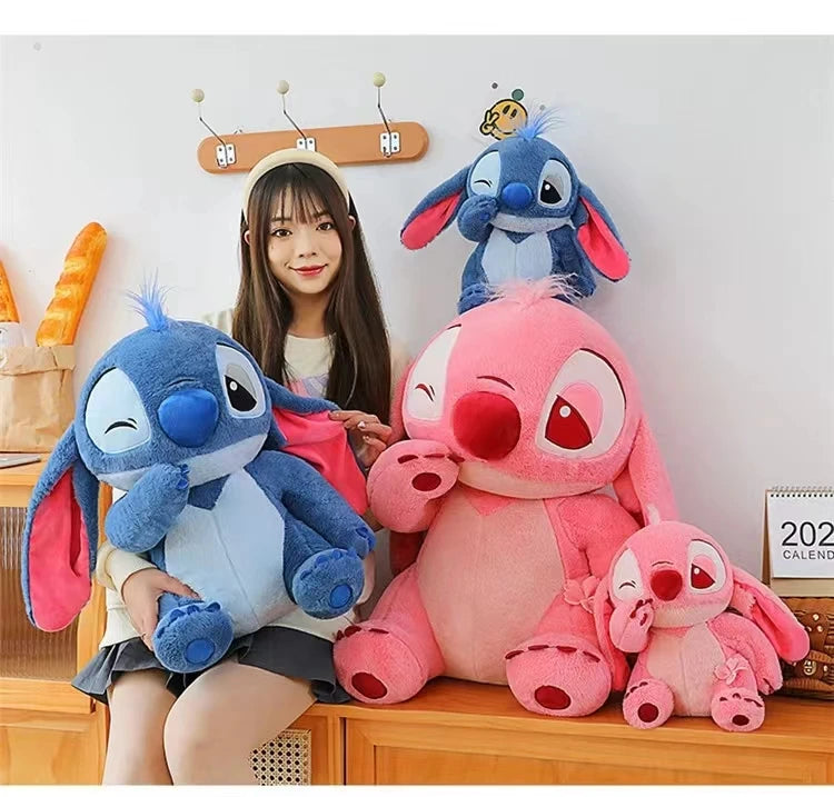 30-90CM New Disney Lilo & Stitch Sakura Doll Cartoon Angel Plush Toy Cute Anime Soft Stuffed Kawaii Children's Birthday Gift.