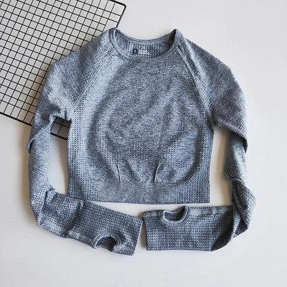 Women Seamless Yoga Shirts Crop Top Long Sleeves Shirts for Women Yoga Sports Fitness Gym Clothing Workout Tops Sports Shirts.