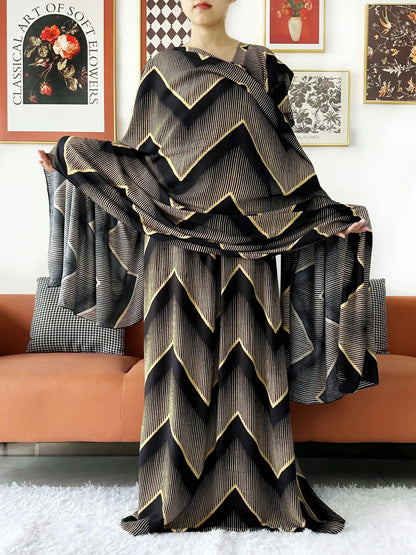 2024 New Muslim Dubai Abaay Women Cotton Dress With Big Scarf For Women Maxi Summer Short Sleeve Loose African Abaya Clothing.