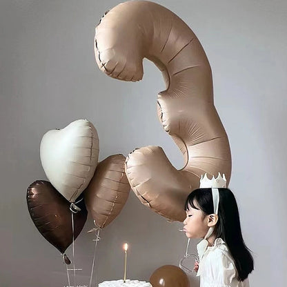 40in Cream Big Number Balloon 18in Three Color Love Foil Helium Balloons Aldult Birthday Set Boys Girls 1st Birthday Decorations