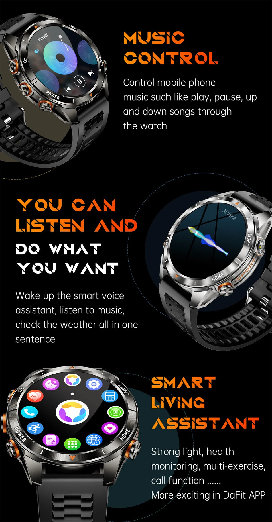 New Outdoor Sport Smart Watch Men 1.46" AMOLED Screen LED Flashlight 515mAh Battery 10ATM Waterproof Bluetooth Call Smartwatch.