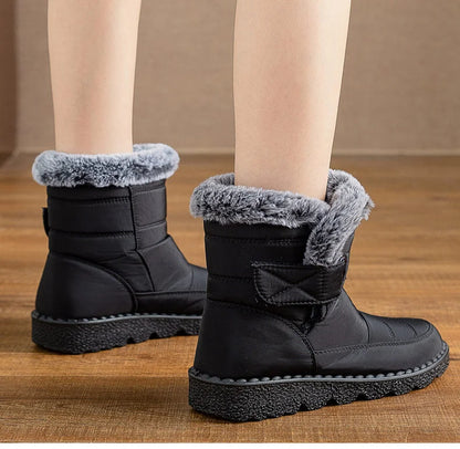 Boots 2025 Women's Boots Fur Botas Mujer Super Warm Winter Boots For Snow Women Low Heels Winter Shoes Woman Black Rubber Boot.