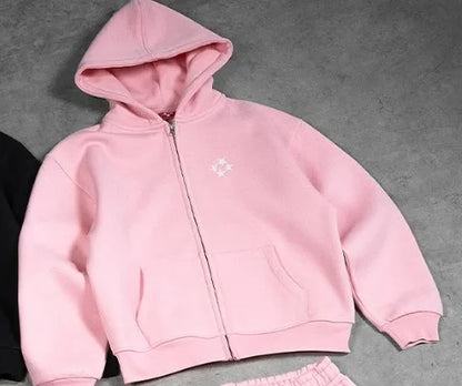 American Retro Letter Sweatshirt and Jogger Set Y2K Fashion Hoodie Casual Loose Winter Trendy Outfit for Men and Women Clothing.