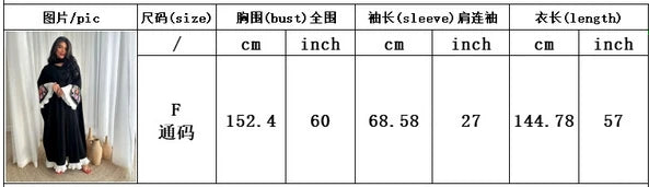 Arabian Embroidery Robe Muslim Women One Size Dubai Fashion Outer Wear Abaya Pleated Splicing Dress.