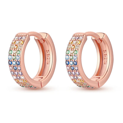 925 Sterling Silver Gold Color Circular Hoop Earrings Golden Earring Fit Original Charms Diy Fine Jewelry For Fashion Women