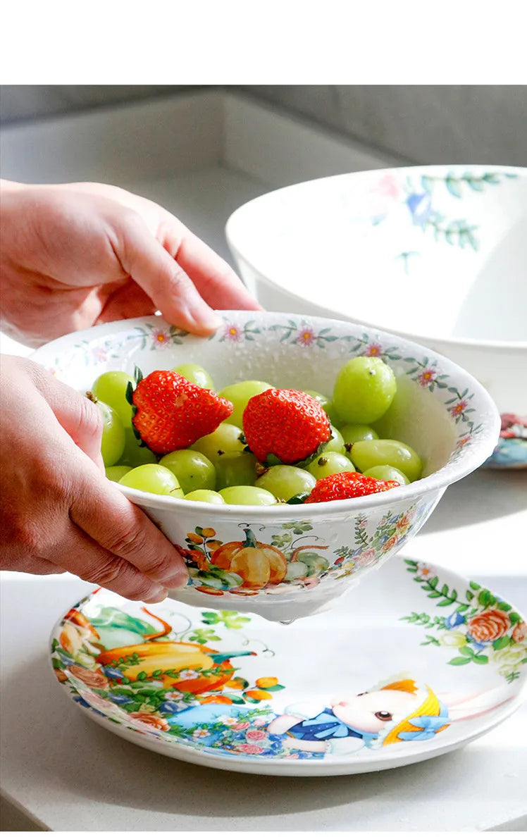 Creative Pumpkin Rabbit Pattern Tableware Garden Style Ceramic Plate Home Cute Dinner Plate Salad Bowl Kitchen Accessories.