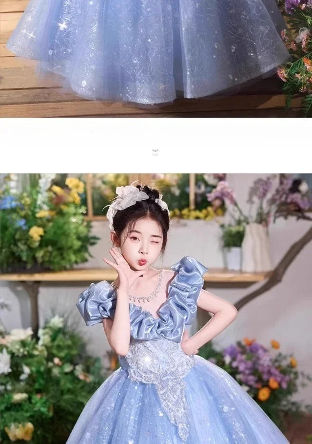 Elegangt Mädchen Abendkleid Luxus Prinzessin Kleid Geburtstag Party Pageant Outfit Kinder Klavier Rezitieren Leistung Formelle Kleidung.