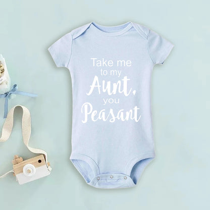 Take Me To My Tante You Baby-Body mit Bauernmuster, kurzärmelig, für Neugeborene, lockerer Komfort-Strampler, bestes Geschenk für Babys.