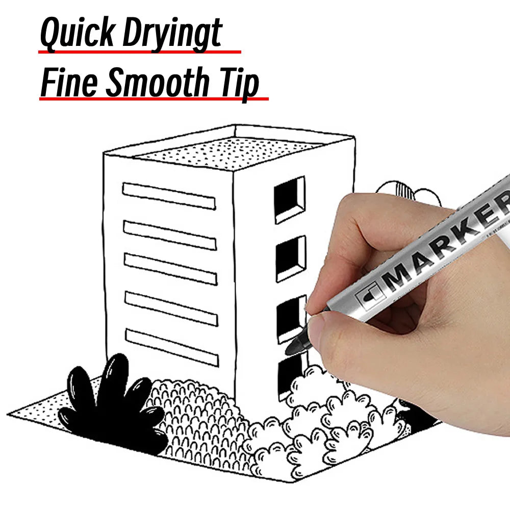 Permanenter Farbmarkierungsstift, wasserfester schwarzer Stift für Reifen, ölige Marker, schnell trocknender Signaturstift, Schreibwarenzubehör.