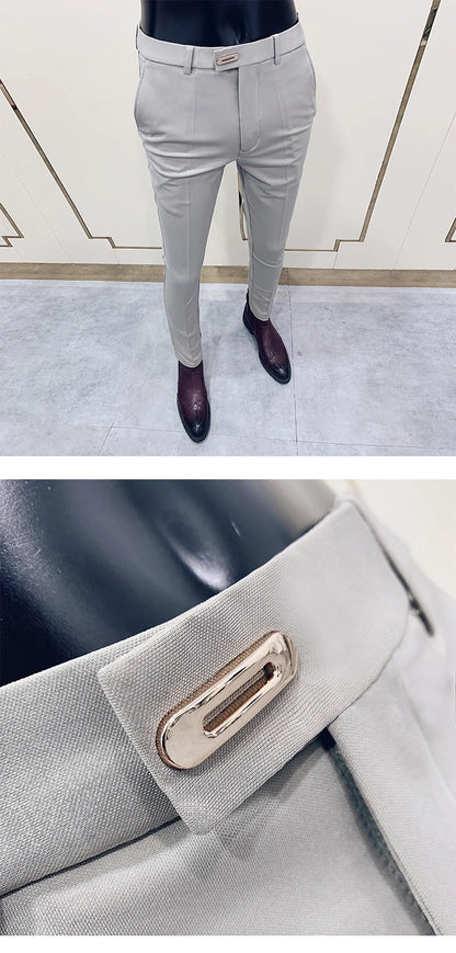 Men Suit Pants Dress Pantalone Hombre Stretch Slim Formal Trousers Calça Masculina Solid Color Casual Pants Fashion Men Clothing