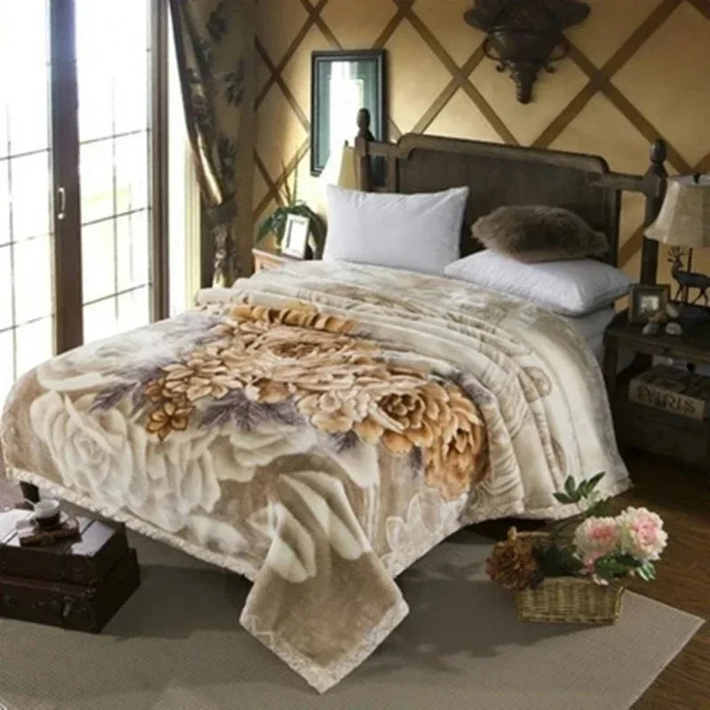 Blanket Double Thickened Raschel Winter Wedding Quilt Blanket Warm Coral Fleece Cashmere Blanket Double