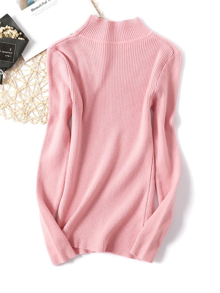 ZJAISS 2025 Herbst Winter Langarm Gestrickte Pullover Rollkragen Rippen Schlanke Frauen Pullover Weiche Warme Neue Jumper Pullover.