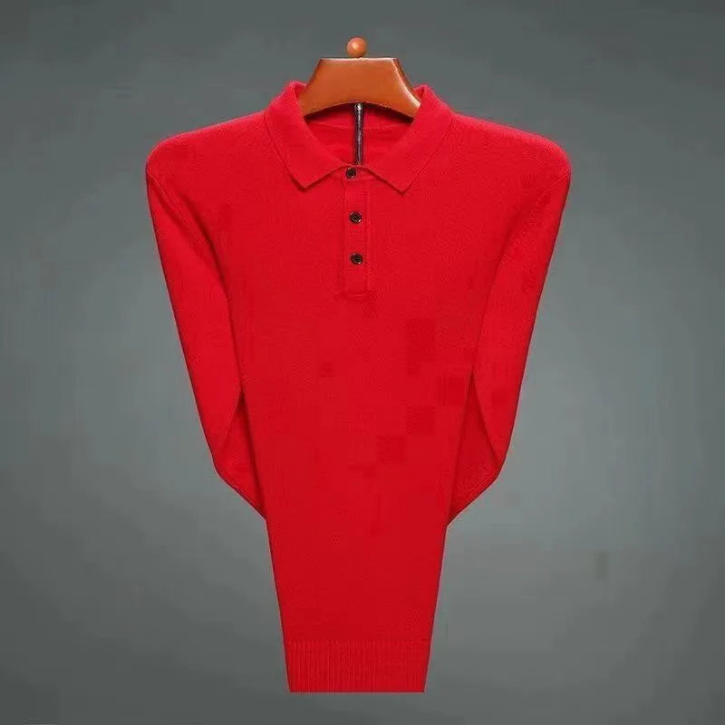 Men's Fashion Cashmere Sweater 100% Merino Wool Pullover Casual Loose POLO Knitted Bottom Shirt Jacket for Autumn Winter