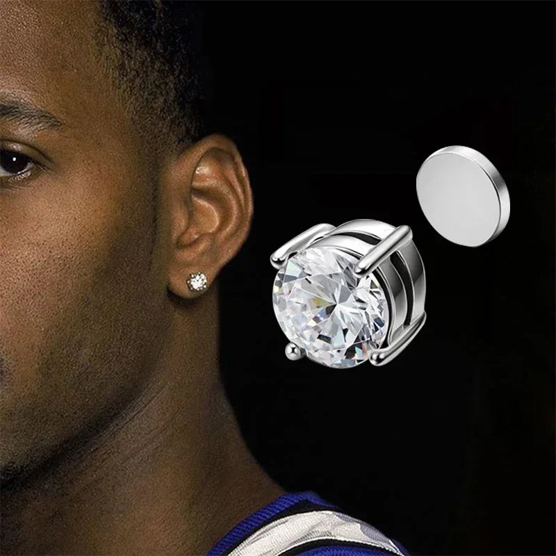 3 Pairs Crystal Strong Magnetic Ear Stud Clip Earrings for Men and Women Punk Round Zircon Magnet Earrings Non Piercing Jewelry.