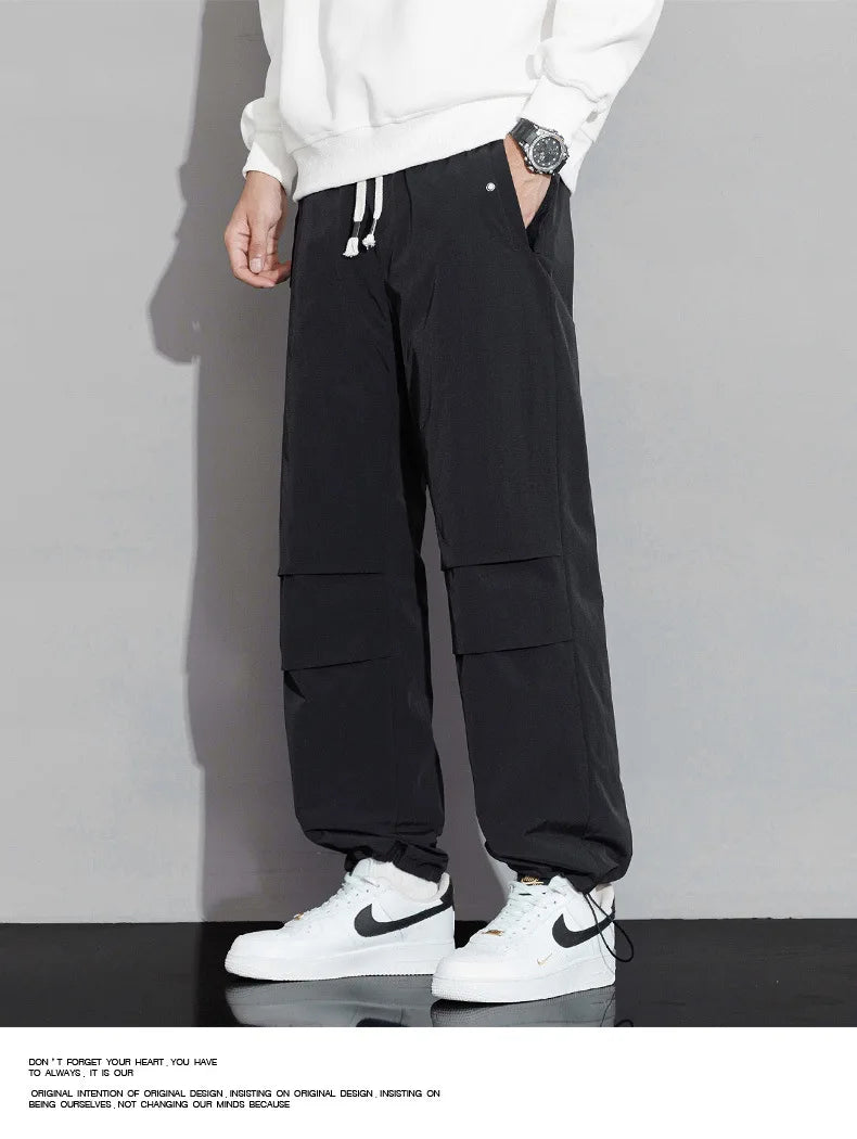 2025 Men's New, Lace-Up Elastic Waist Warm, Tooling, Outdoor Down Pants.
