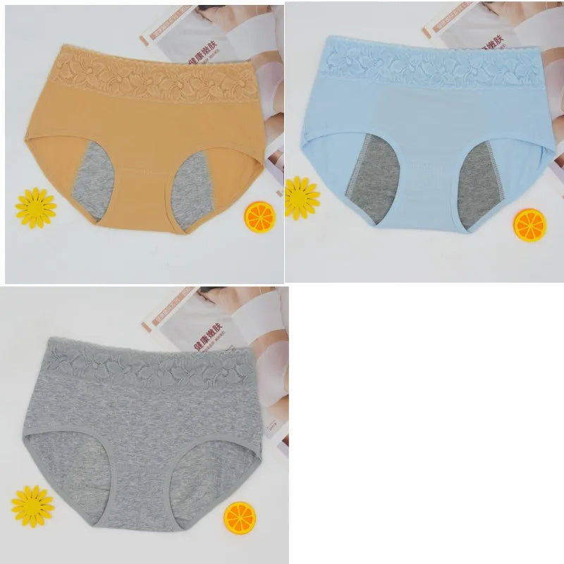 3 Pcs Women's Cotton Briefs Menstruation Underwear Leak Proof Sanitary  With Menstrual Bamboo Fancy Low Waist Slimming Panties