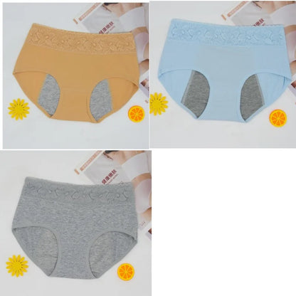 3 Pcs Women's Cotton Briefs Menstruation Underwear Leak Proof Sanitary  With Menstrual Bamboo Fancy Low Waist Slimming Panties
