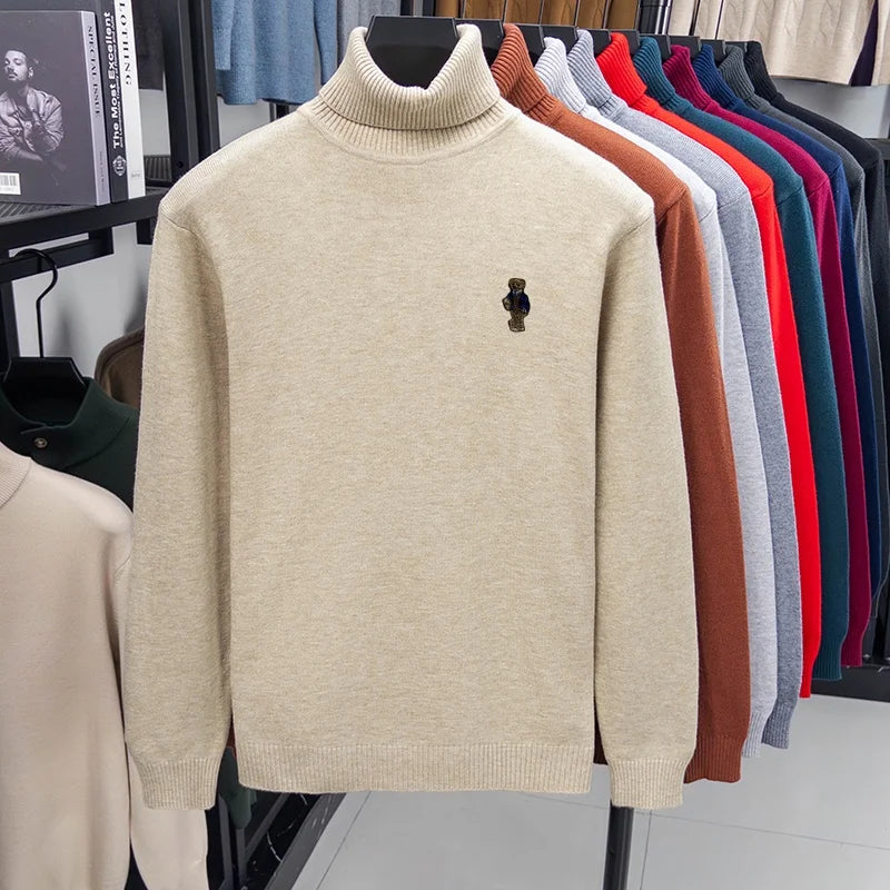 Designer Original Men's Turtleneck Knit Sweater High Neck Pullover Soft Warm Thick Anti-Pilling Casual Business Autumn Winter.
