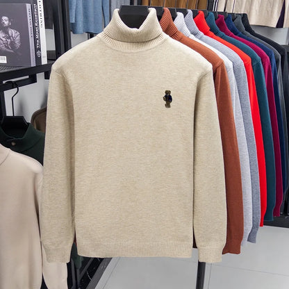 Designer Original Men's Turtleneck Knit Sweater High Neck Pullover Soft Warm Thick Anti-Pilling Casual Business Autumn Winter.