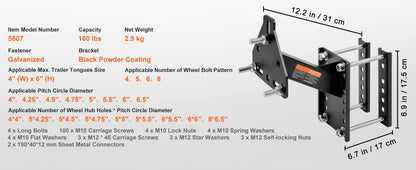 SucceBuy 160 lbs Ersatzreifenträger mit Befestigungsschrauben, Halterungsschuhe an Bolzenmustern, Reifenmontage-Radhalter für Anhänger, Wohnmobile