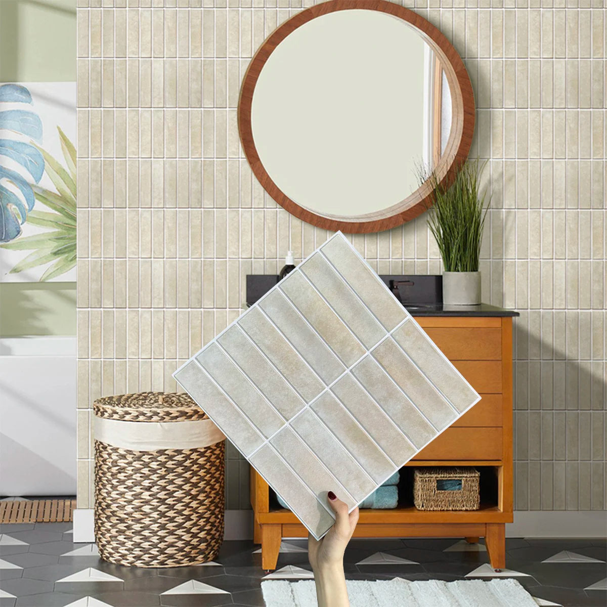 10 PCS Fish Scale Matte Peel-and-Stick Wall Panels, 30 x 30 cm, Waterproof Tiles, Living Room Splashbacks, Wall Decoration