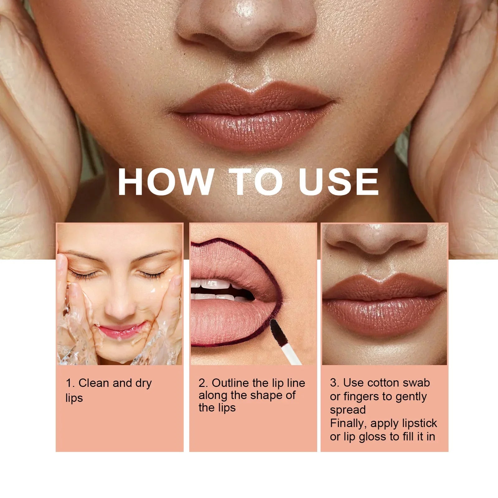 Waterproof Lip Liner Peel Off Tattoo Lipgloss Waterproof Long Lasting Matte Lip Tint Brown Contour Tear-off Lips Stain Cosmetic.