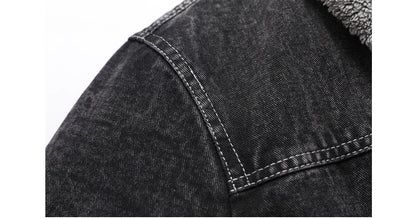 DIMUSI Winter Men's Denim Jackets Man Fleece Warm Windbreaker Jacket Fashion Mens Retro Cotton Military Jean Coats Clothing.