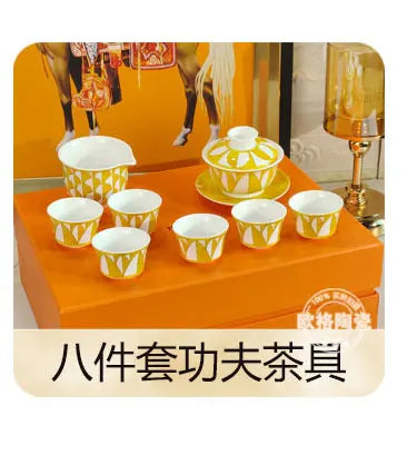 European style tableware, bone china, geometric creativity, home style steak plate dining plate, sunshine cup and plate set gift