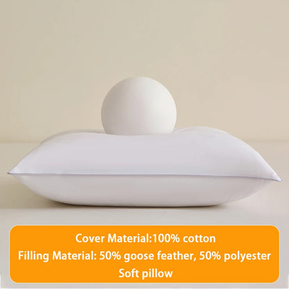 100% Cotton Goose Down Feather Sofa Cushion Bed Pillow Hotel Memory Cushy Support Hypoallergenic for Side Sleepers.