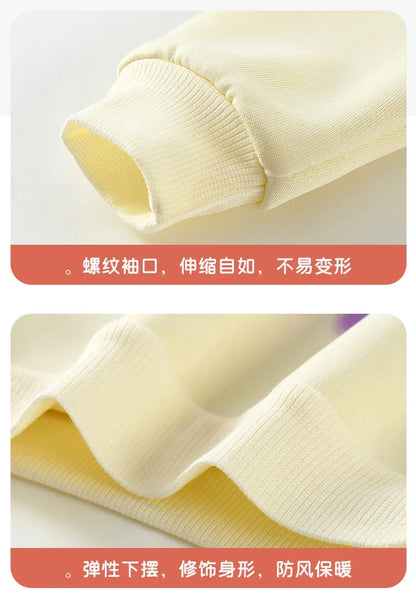 New 2025 Girls Fashion Cartoon Bowknot Letter Long Sleeve Pullover Sweatshirt + Pants Kids Spring Casual Sports Clothing Sets.