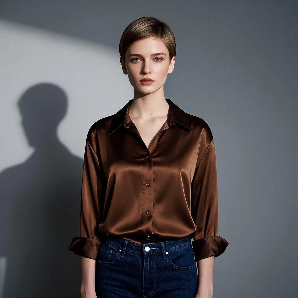 Korean Chic Office Lady's Satin Shirts Matching Elegant Female Blouse 2025 Summer New In Women's Shirts & Blouses Trend Tops.