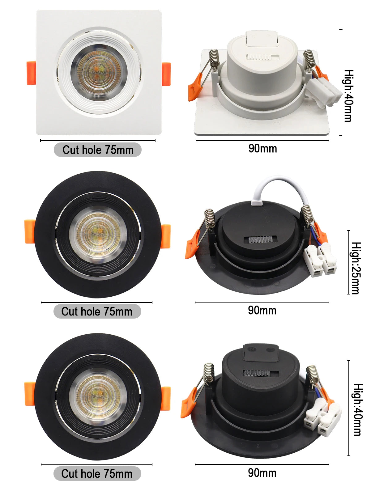10 stücke CCT Spot Downlight Einbau LED Decke Licht 3 Farbe Eingestellt AC100-240V Zifferblatt Schalter 3000 K/4000 K/6500 K Innen Beleuchtung.