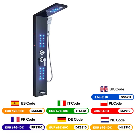 LED Shower Faucet Bathroom SPA Massage Jet Shower Matte Black Column System Waterfall Rain Shower Panel Bidet Sprayer Tap