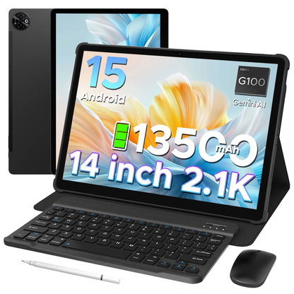 DOOGEE Tab E3 Max Tablet PC Android 15 Gemini AI Quad Speakers 14'' 2.1K Display 32GB(8+24) RAM 256GB ROM 13500mAh Battery Pad.