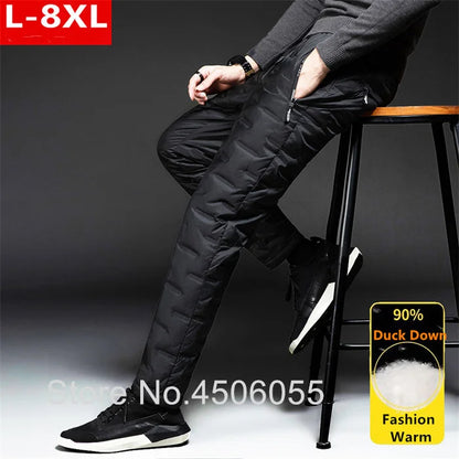Winter Duck Down Pants Men Outdoor 8XL 7XL 6XL Plus Size Warm Padded Thicken Waterproof Thermal Trousers Windproof Male Jogger.