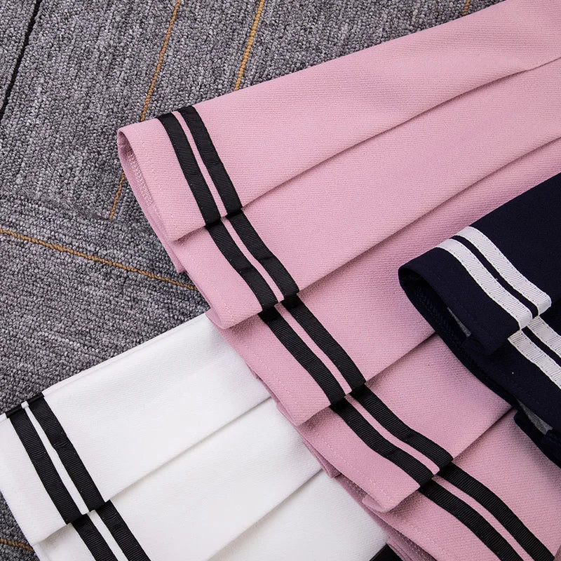 High Waist Women's Skirts Striped Pleated Elastic Waist Female Sweet Mini Dance Plaid Skirt Y2k Korean England Style.