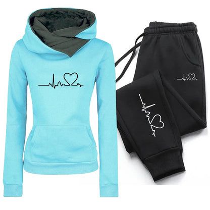 Women's Tracksuit Female Pullover Hoodies Jogging Pants Sweatshirt Sports Suit Two Piece Set Women Clothing Winter Warm Outfits.